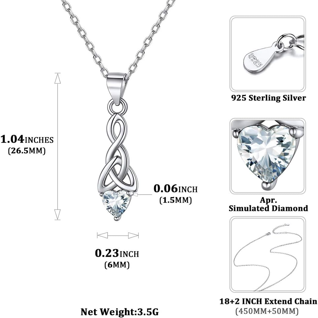 ChicSilver 925 Sterling Silver Celtic Knot Birthstone Pendant Necklace for Women Simulated 12 Month Birthstone Jewelry(with Gift Box) - Image 4