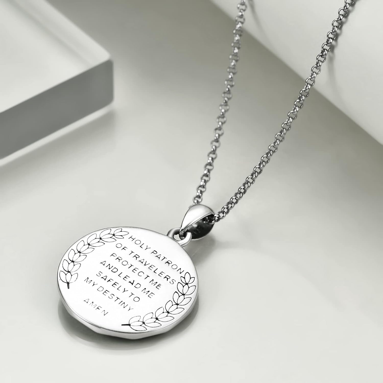 YFN Sterling Silver Saints Necklace St. Christ Religious Pendant Jewellery Gift for Women Men - Image 3