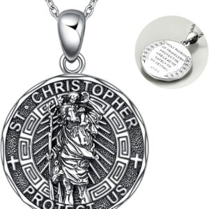 YFN Sterling Silver Saints Necklace St. Christ Religious Pendant Jewellery Gift for Women Men