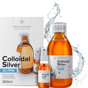 Highest Purity Colloidal Silver 300mL ● 40 PPM ● Free Spray to Fill ● Superior Concentration, Smaller Particles, Better Results ● Certified by 3 Independent Laboratories ● Institut Katharos