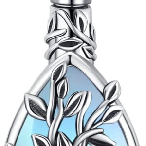 Midir&Etain Ashes Necklace Jewellery 925 Sterling Silver Moonstone/Abalone Shell Teardrop Urn Pendant Necklace Cremation Ashes Keepsake Memorial Gifts for Women
