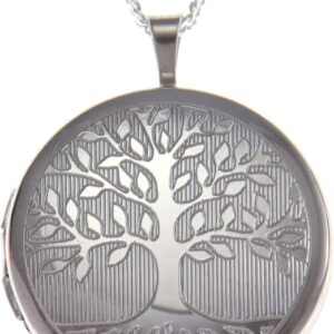 Alexander Castle Tree of Life 925 Sterling Silver Locket Necklace for Women - Girls 2 Photo Locket - 22mm Locket with 18" Silver Chain & Jewellery Gift Box