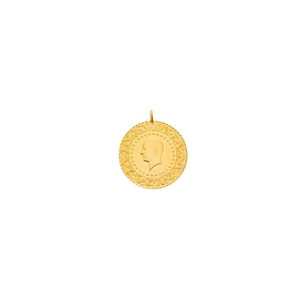 22k Solid Gold Gold Coin, Quarter Half Full Coin Options, Authentic Gold Coin Necklace Gift For Baby New Born New Mom Kids, Turkish Traditional Coin of Ataturk Gift For Wedding Engagement Birthday - Image 5