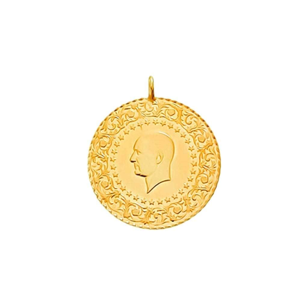 22k Solid Gold Gold Coin, Quarter Half Full Coin Options, Authentic Gold Coin Necklace Gift For Baby New Born New Mom Kids, Turkish Traditional Coin of Ataturk Gift For Wedding Engagement Birthday - Image 3