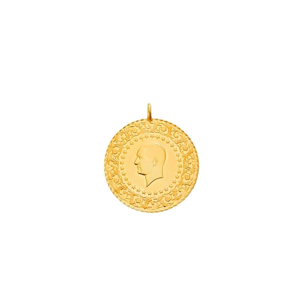 22k Solid Gold Gold Coin, Quarter Half Full Coin Options, Authentic Gold Coin Necklace Gift For Baby New Born New Mom Kids, Turkish Traditional Coin of Ataturk Gift For Wedding Engagement Birthday - Image 2