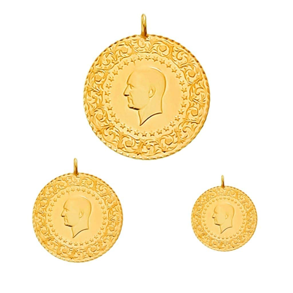 22k Solid Gold Gold Coin, Quarter Half Full Coin Options, Authentic Gold Coin Necklace Gift For Baby New Born New Mom Kids, Turkish Traditional Coin of Ataturk Gift For Wedding Engagement Birthday - Image 4