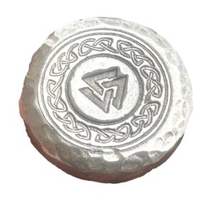 2 Troy Oz Handmade Silver Valknut Round, 999FS Scottish Craft, Perfect Gift for Viking Enthusiasts.