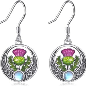 DAYLINLOVE Scottish Thistle Earring 925 Sterling Silver Scottish Celtic Knot Earring Scottish Thistle Jewellery for Women
