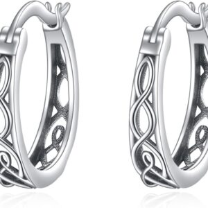 Celtic Knot Hoop Earrings Sterling Silver Huggie Earrings Irish Jewelry for Women