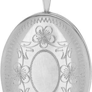Tuscany Silver Women's 925 Sterling Silver Rhodium Plated Flower Locket Pendant on 25PG Panza Curb Chain of Length 46 cm/18 Inch