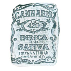 1oz JD Cannabis Bar, Solid Silver, 999fs Artisan Handmade Collectible for Cannabis Lovers, Great Gift Idea.