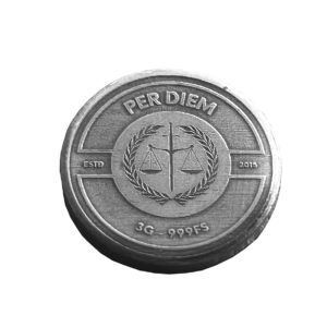 3g - Justice Per Diem - 999fs - silver - handmade solid silver round, ideal collectible for anniversaries or special celebrations.
