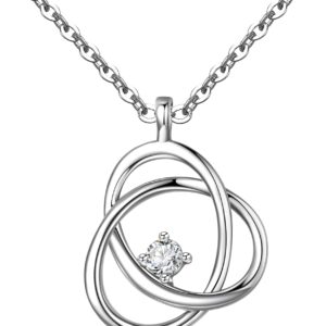 KENIY Silver Necklaces for Women,925 Sterling Silver Ladies Necklace Dainty Pendant Necklace with Cubic Zirconia Adjustable Celtic Knot Necklace Birthday Jewelry Gifts