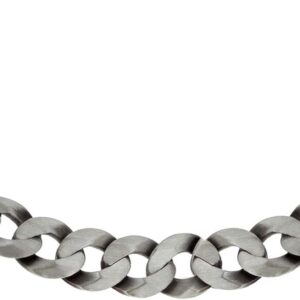 Tuscany Silver Men's Sterling Silver 10.6 mm Oxidised Flat Curb Chain Necklace