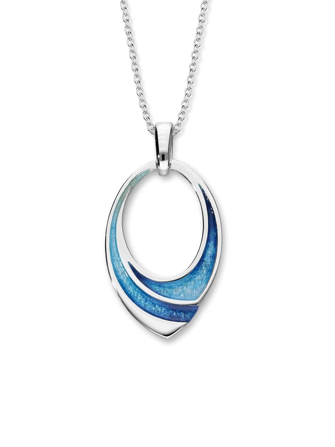 925 Sterling Silver Chained Pendant Necklaces Scottish Hot Glass Waterfall Enamel Teardrop Design Polished Designer Jewellery of Scotland for Women