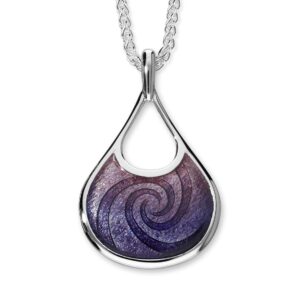 925 Sterling Silver Pendant Necklaces Handmade Hot Glass Sirocco Enamelling Air Pattern Design Polished Handcrafted Designer Celtic Jewellery of Scotland for Women