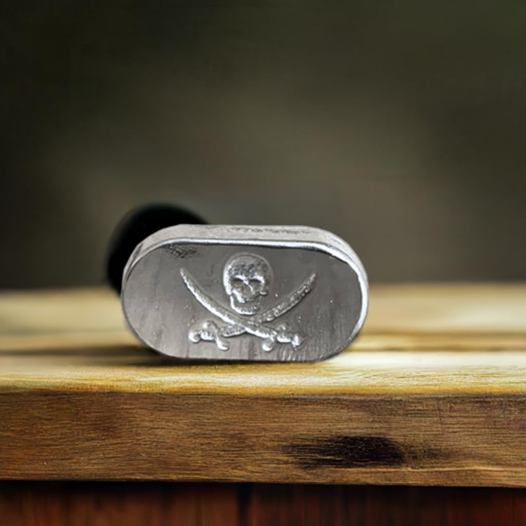 1 oz Skull & Cross Swords Silver Bar Design - Handmade 999fs Pure Silver for Collectors & Unique Gift - Image 2
