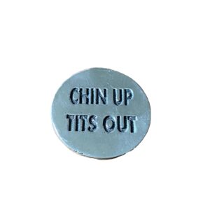 1 troy oz Chin Up - Tits Out silver round, perfect for coin collectors, quirky gift for humor lovers.
