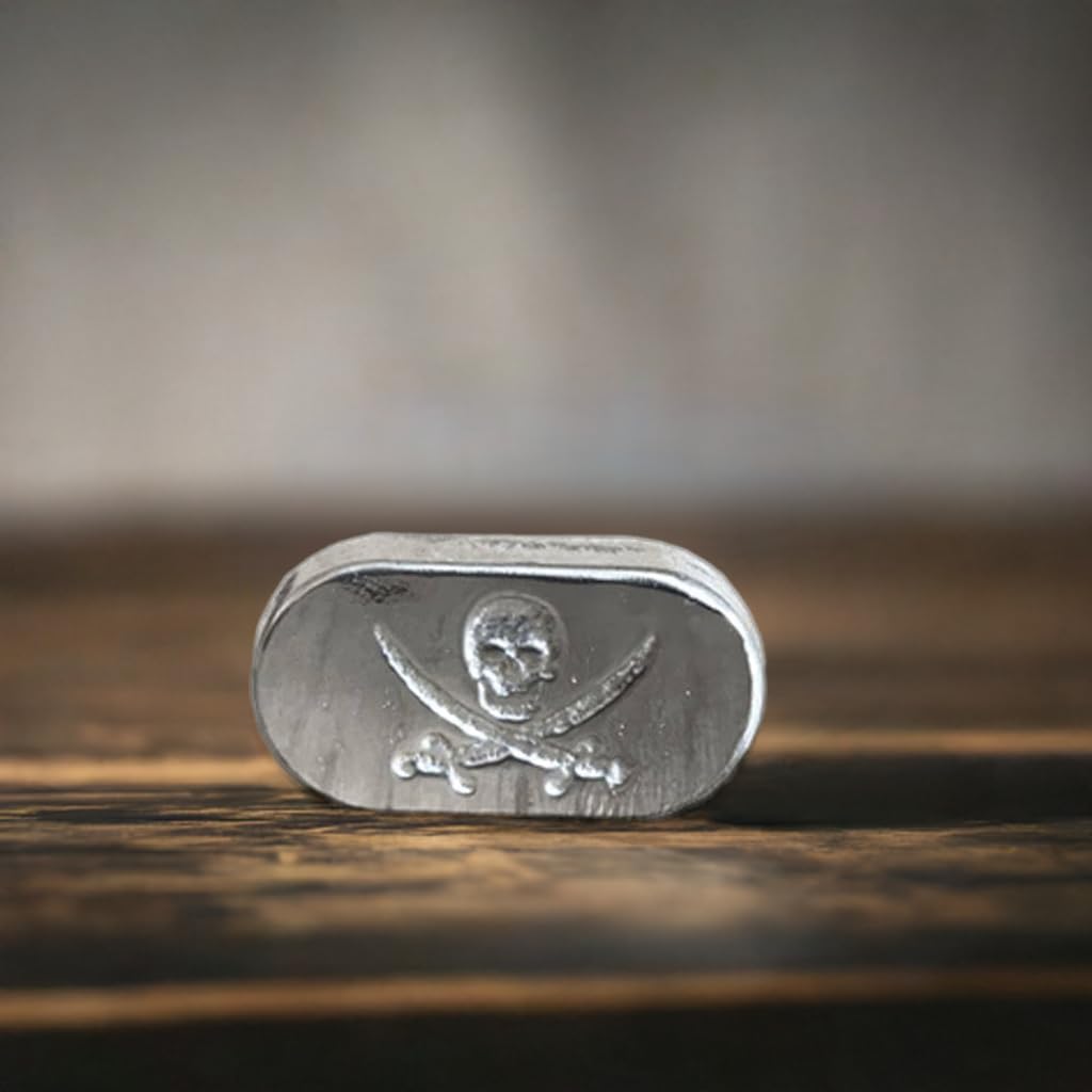 1 oz Skull & Cross Swords Silver Bar Design - Handmade 999fs Pure Silver for Collectors & Unique Gift - Image 4