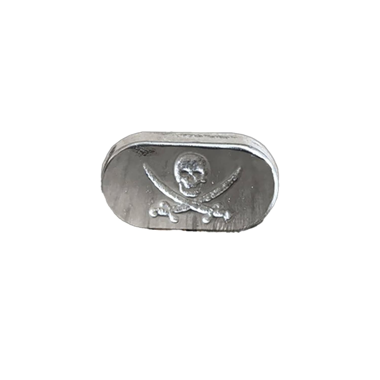 1 oz Skull & Cross Swords Silver Bar Design - Handmade 999fs Pure Silver for Collectors & Unique Gift