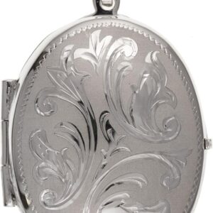 Designer Inspirations Boutique 25MM Wide MEDIUM Victorian Scrolling Engraved Oval Locket - 925 Sterling Silver