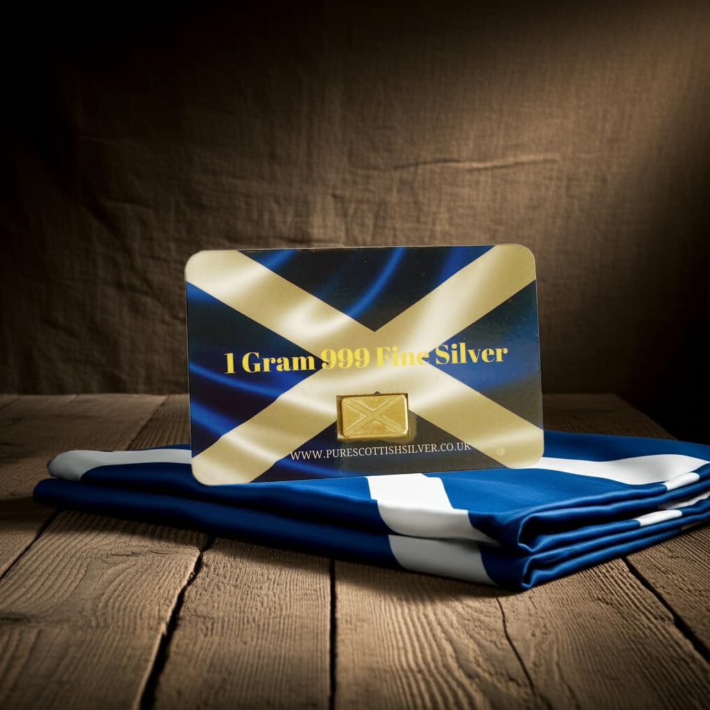1 gram Saltire solid silver bar, 999fs handcrafted in Scotland, ideal for stacking and gifting silver enthusiasts. - Image 6