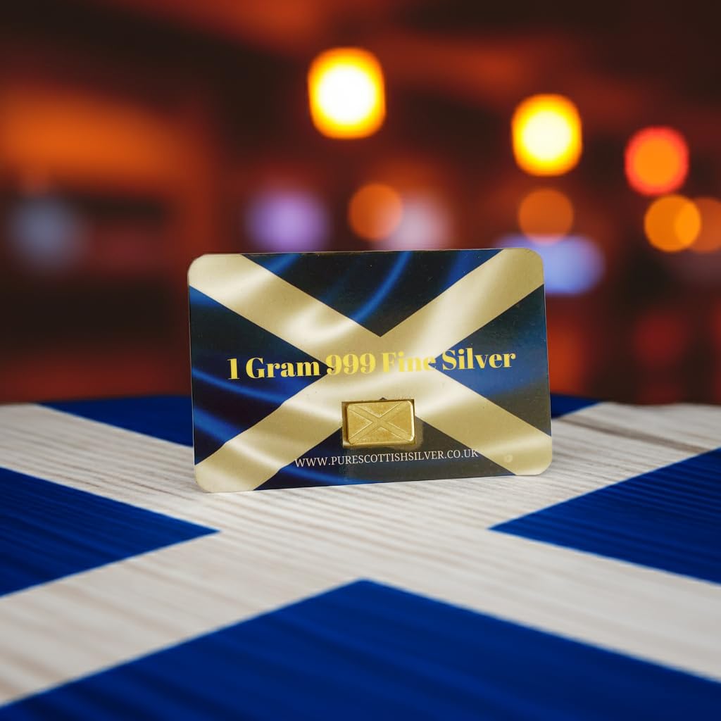 1 gram Saltire solid silver bar, 999fs handcrafted in Scotland, ideal for stacking and gifting silver enthusiasts. - Image 2