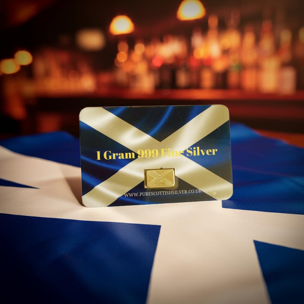 1 gram Saltire solid silver bar, 999fs handcrafted in Scotland, ideal for stacking and gifting silver enthusiasts. - Image 4