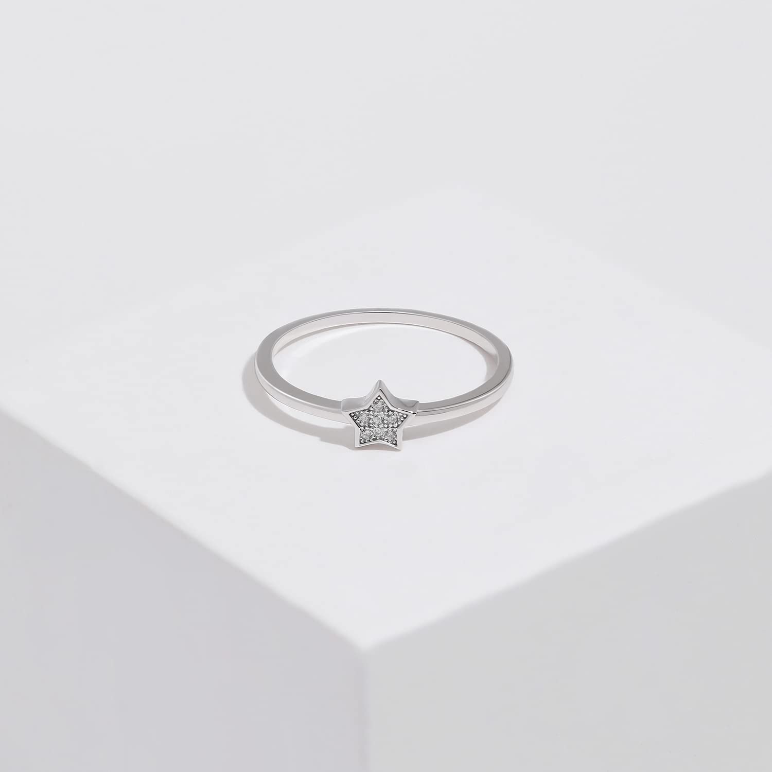 Meissa Star Ring Sterling Silver for Women Celestial Ring Pure Silver Ring Cute Midi Ring Thin Stacking Ring Size K-P, Silver, M 1/2 - Image 7