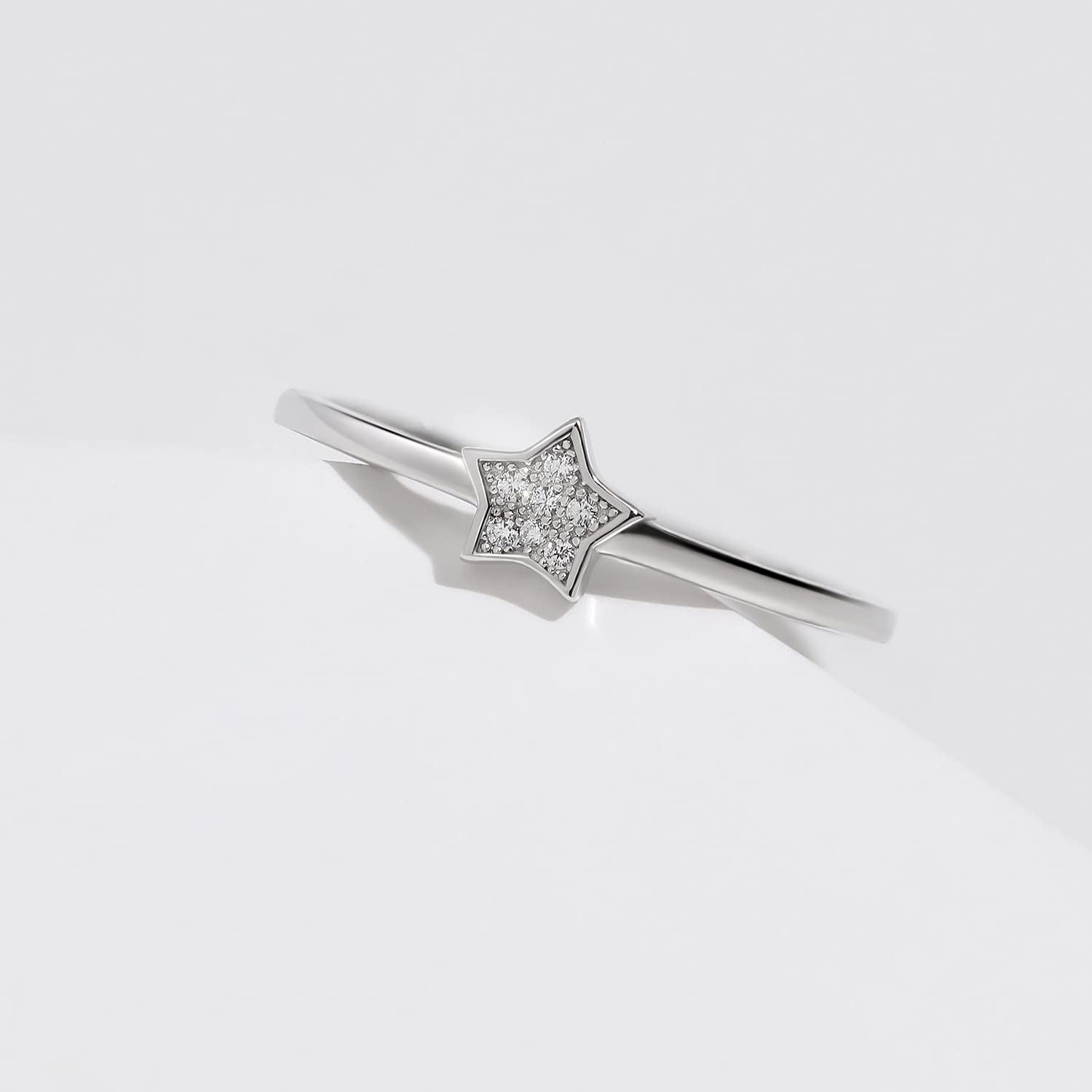 Meissa Star Ring Sterling Silver for Women Celestial Ring Pure Silver Ring Cute Midi Ring Thin Stacking Ring Size K-P, Silver, M 1/2 - Image 6