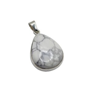 Handmade White Howlite Pure 925 Sterling Silver Gemstone Pendant Wedding Gift Jewellery For Women