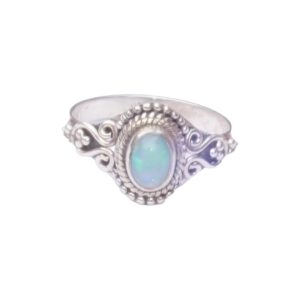 Ethiopian Opal Pure 925 Sterling Silver Handmade Design Engagement Promise Ring Wedding Gift Jewellery For Her (M)