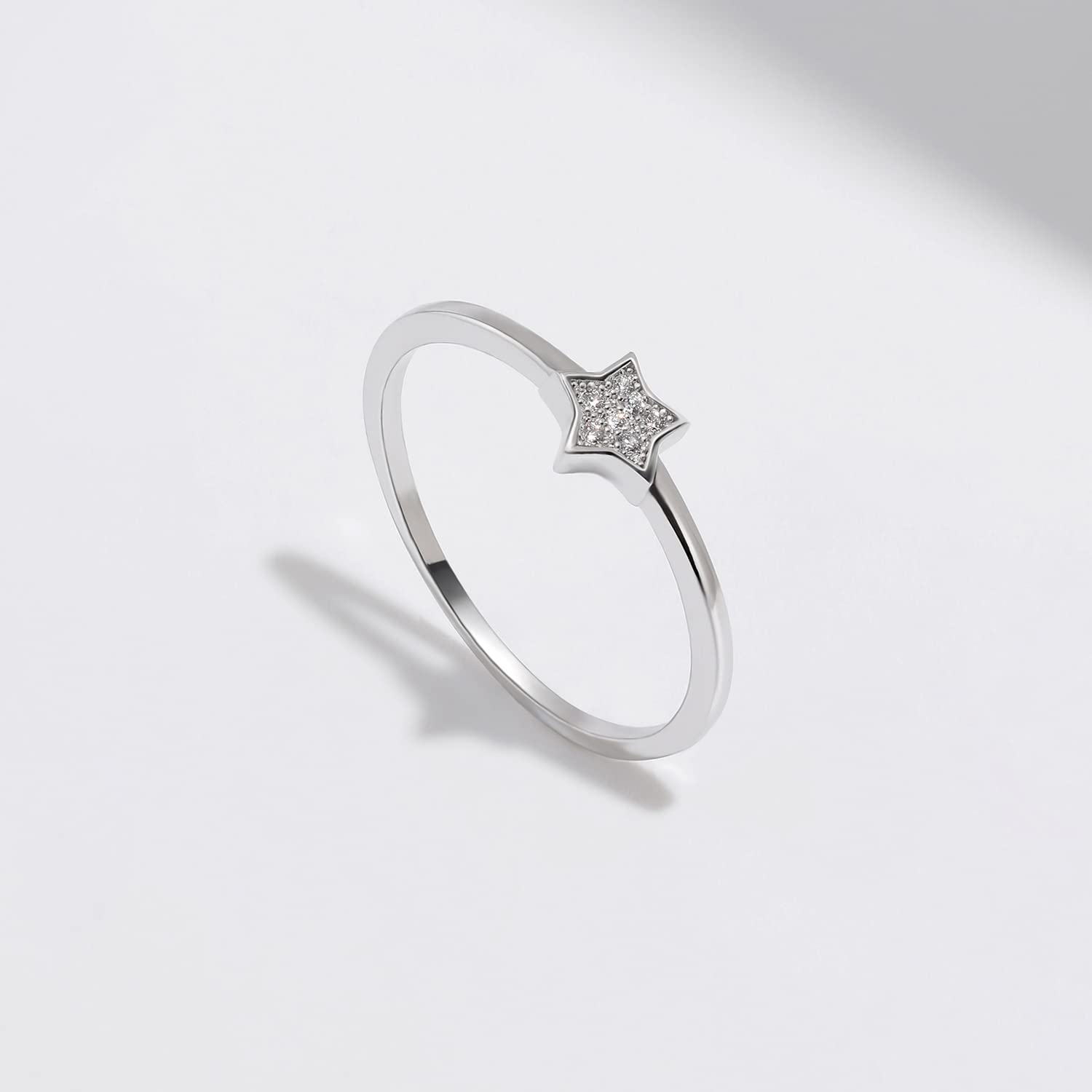 Meissa Star Ring Sterling Silver for Women Celestial Ring Pure Silver Ring Cute Midi Ring Thin Stacking Ring Size K-P, Silver, M 1/2 - Image 5