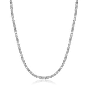 Meissa Pure Silver Beads Necklace for Women Teen Girls Handmade Layering Necklace Simple Choker Necklace for Wedding Anniversay, Silver