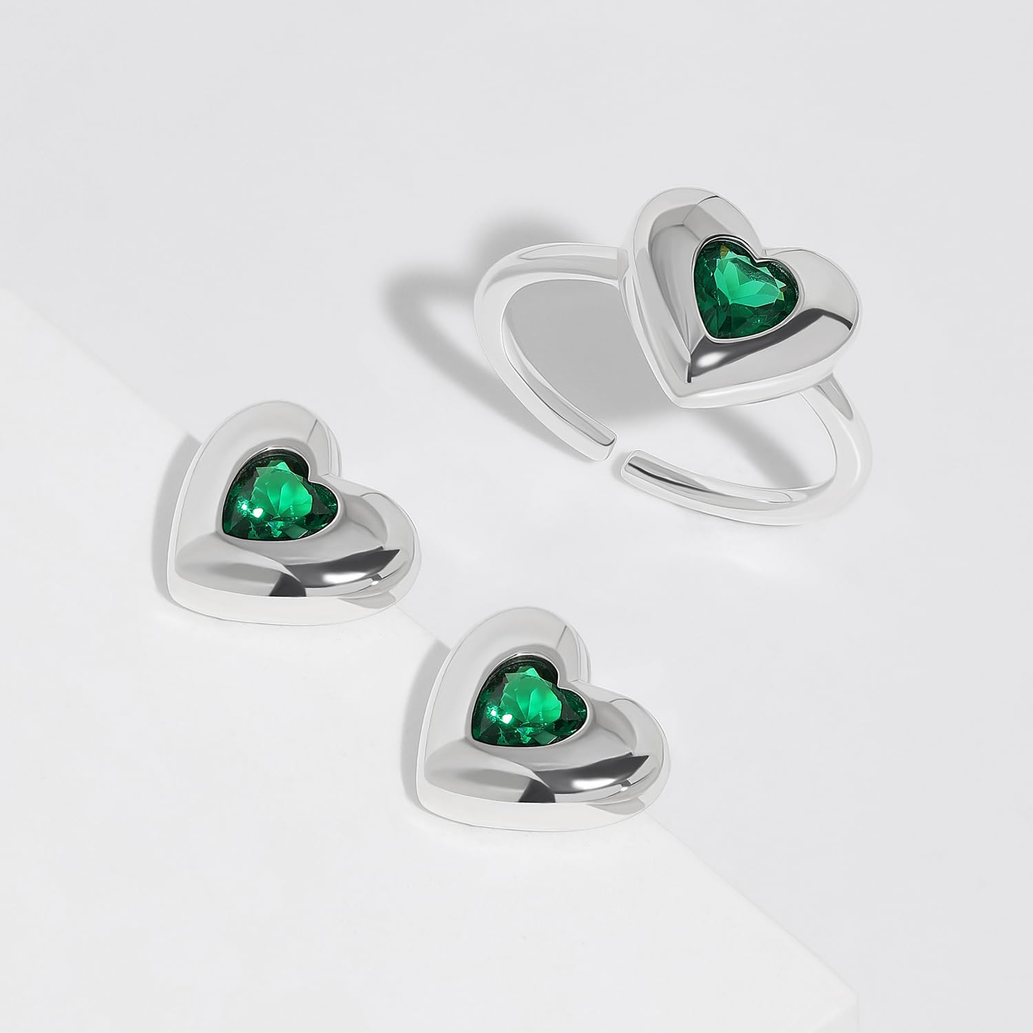 Meissa Opal Stud Earrings for Women Girls Pure Love Heart Sterling Silver Flat Back Stud Hypoallergenic Colorful Opal Earrings Handmade Birthday Gift, Silver, Light Blue Stone - Image 4