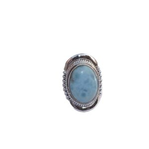Blue Larimar Gemstone Ring Pure 925 Sterling Silver Handmade Promise Ring Unique Blue Stone Rings Large Stone Ring Boho Ring Gift Jewelry For Wife Mom Sister (11.5)
