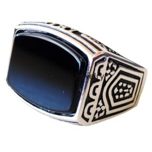 Black Onyx Genuine Gemstone Flat Ring, Pure 925 Sterling Silver Outstanding Ring, Designer Handmade Jewelry, Ultimate Ring, Promise Statement Ring, Boho Ring (black-onyx)