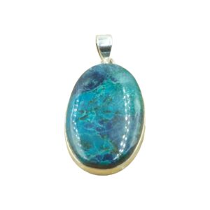 Blue Shattuckite Gemstone Pendant Necklace Pure 925 Sterling Silver Handmade Statement Pendant Large Stone Pendant Shattuckite Jewelry Gift For Men And Women