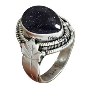 Genuine Blue Sunstone Womens Ring, Amazing Band Ring, Pure 925 Sterling Silver Delicate Ring, Statement Ring, Celtic Ring, Unique Wedding Gifts for Her