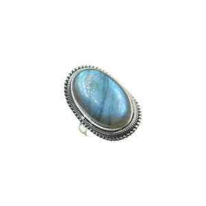 Blue Fire Labradorite Pure 925 Sterling Silver Handmade Ring Bold Statement Vintage Large Stone Ring Labradorite Gift Jewellery For Men And Women (M)