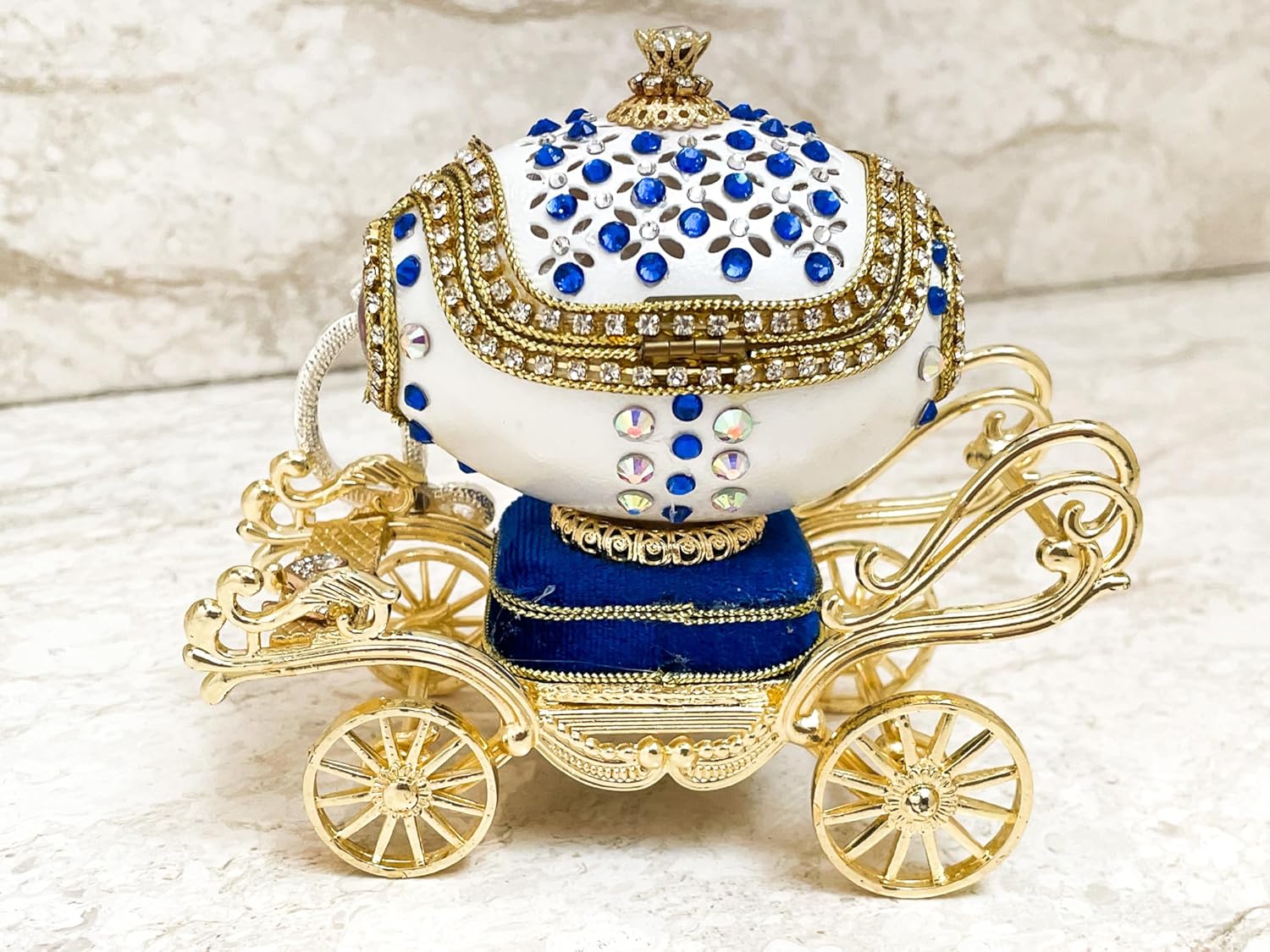 1997 Lady Diana Spencer Royal Carriage Centrepiece Imperial EGG Collectible Princess Diana Memoir NATURAL HANDCARVED MUSIC Egg Pure GOLD decor Austrian Crystal Diamonds Handset Egg & SILVER coin gift - Image 7