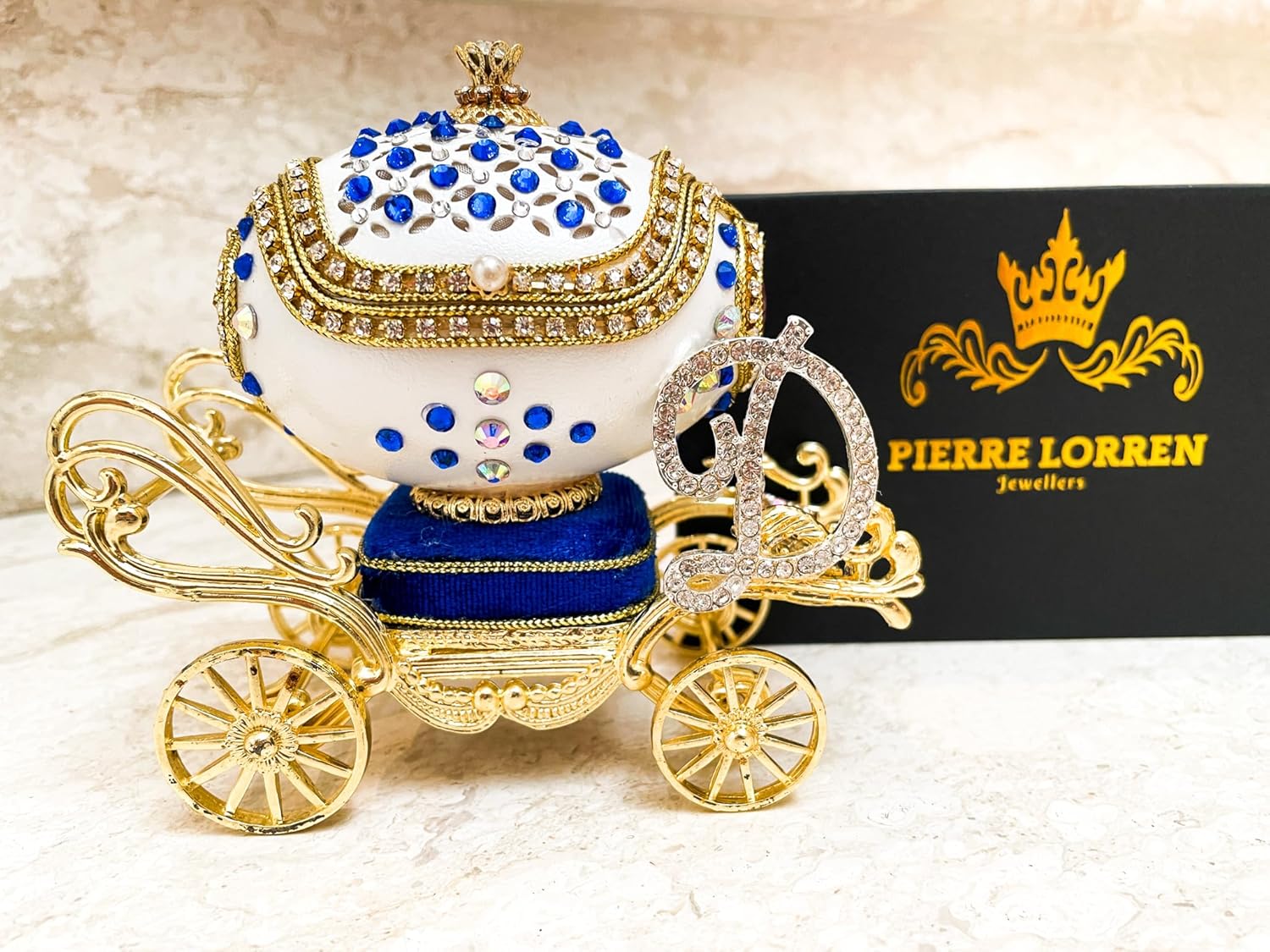 1997 Lady Diana Spencer Royal Carriage Centrepiece Imperial EGG Collectible Princess Diana Memoir NATURAL HANDCARVED MUSIC Egg Pure GOLD decor Austrian Crystal Diamonds Handset Egg & SILVER coin gift