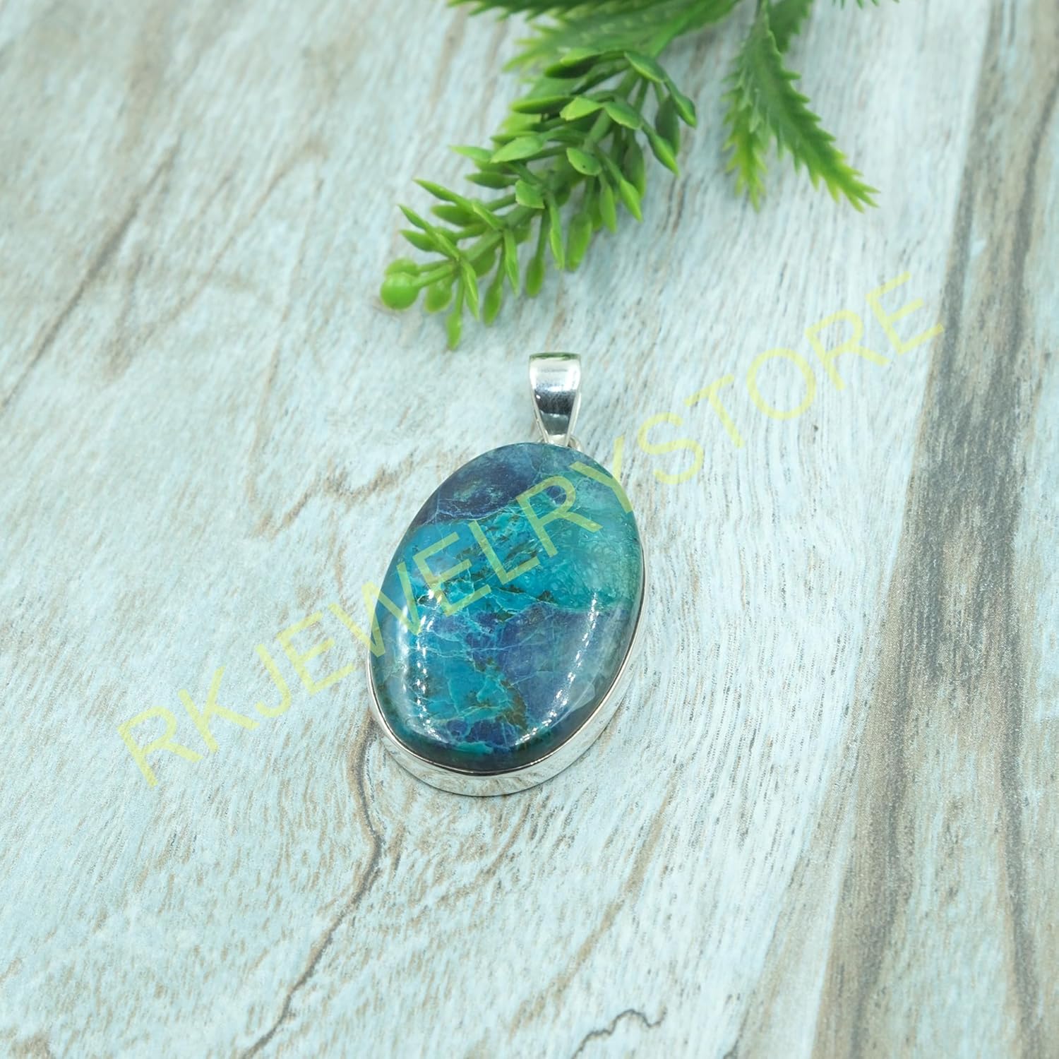 Blue Shattuckite Gemstone Pendant Necklace Pure 925 Sterling Silver Handmade Statement Pendant Large Stone Pendant Shattuckite Jewelry Gift For Men And Women - Image 8
