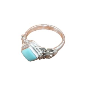 Handmade Blue Turquoise Pure 925 Sterling Silver Ring Blue Stone Ring Turquoise Gift Jewellery For Her (R)