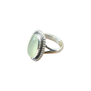 Green Prehnite Stone Pure 925 Sterling Silver Ring Handmade Stacking Ring Prehnite Jewelry Christmas Gift Jewelry For Her (V)
