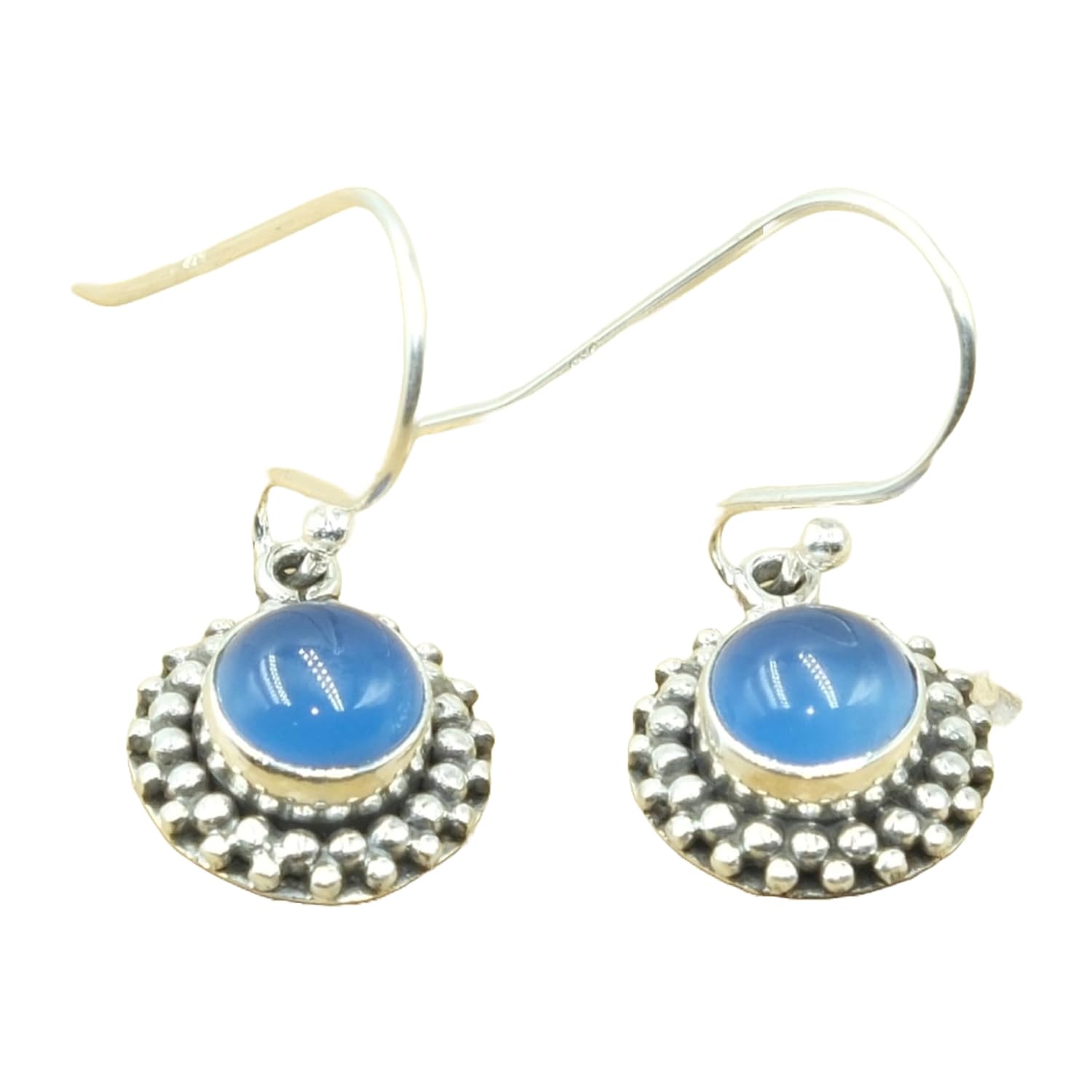 Blue Chalcedony Gemstone Pure 925 Sterling Silver Handmade Dangling Earrings Christmas Gift Jewelry For Her