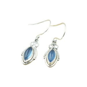 Blue Chalcedony Stone Pure 925 Sterling Silver Handmade Earrings Drop Dangle Earrings Wedding Anniversary Gift Jewelry For Wife