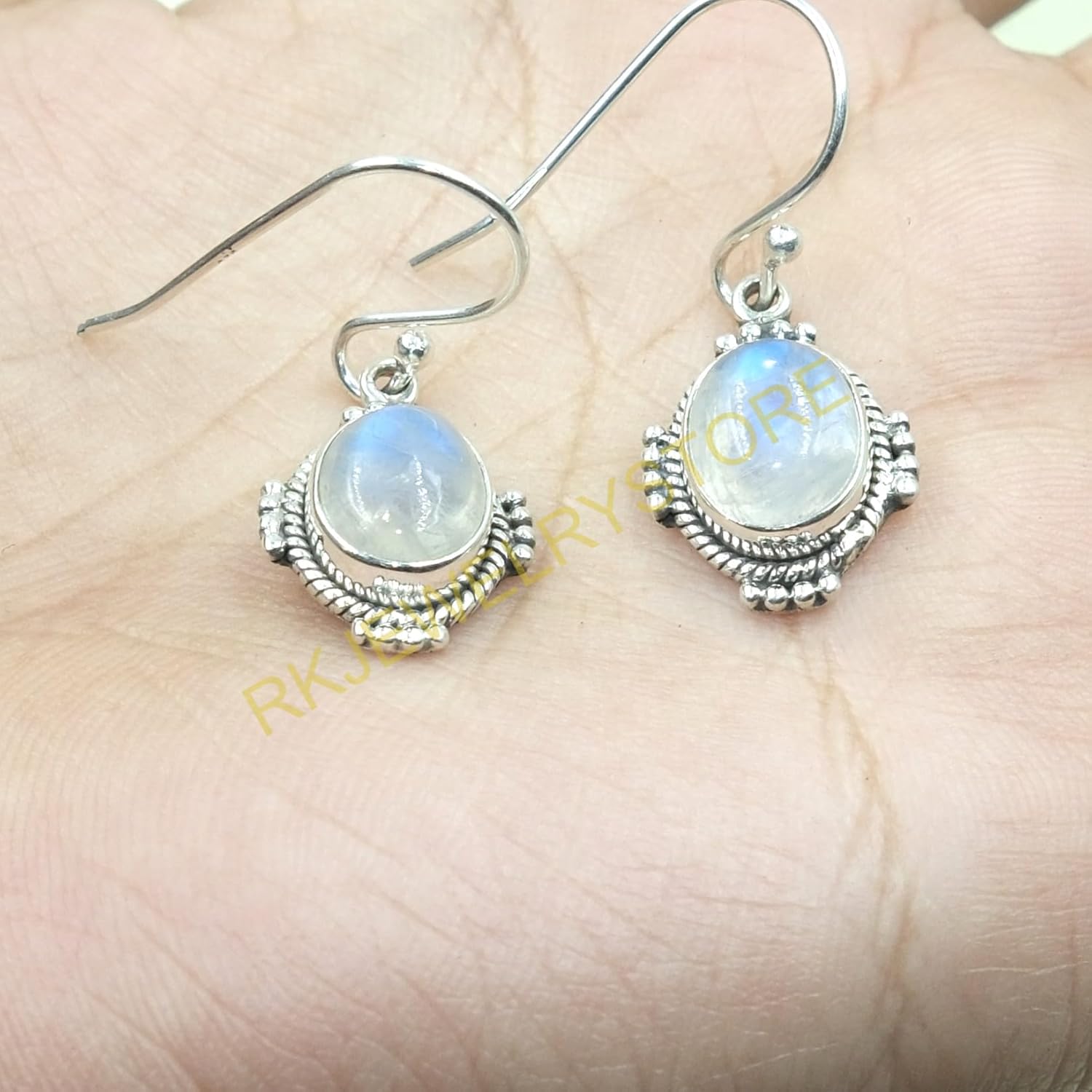 Blue Rainbow Moonstone Pure 925 Sterling Silver Handmade Design Drop Dangle Earrings Moonstone Jewelry Earrings For Women Birthday Anniversary Gift Jewelry For Wife Mom Girlfriend - Image 3