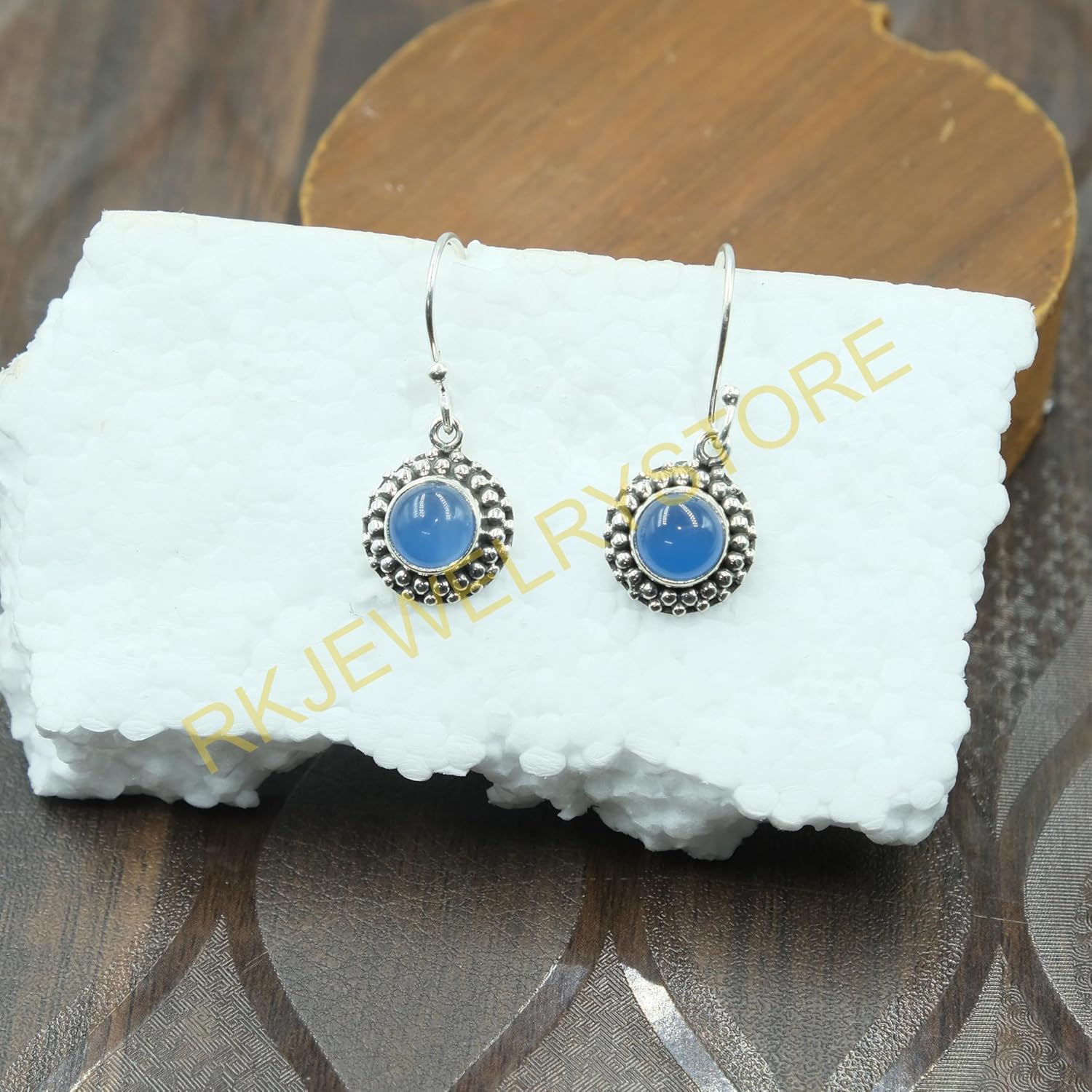Blue Chalcedony Gemstone Pure 925 Sterling Silver Handmade Dangling Earrings Christmas Gift Jewelry For Her - Image 8