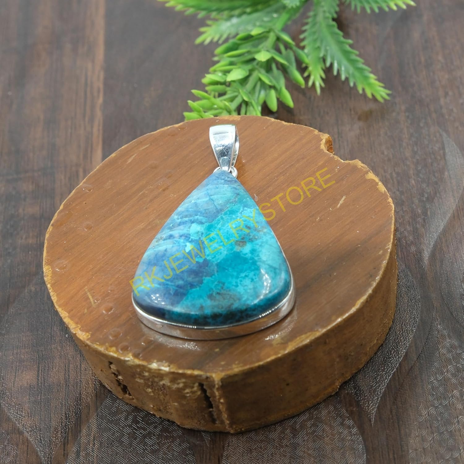 Blue Shattuckite Pendant Pure 925 Sterling Silver Pendant Statement Pendant Necklace Blue Stone Pendant Shattuckite Christmas Gift Jewelry For Her - Image 6